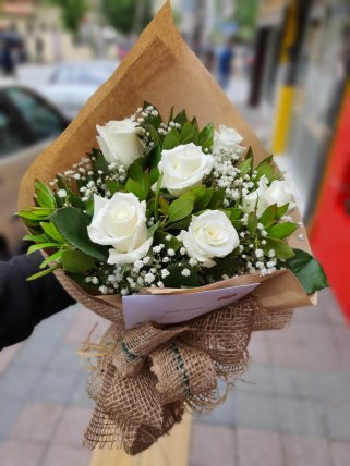 6 Beyaz Güllü Buket - Kütahya çiçekçi