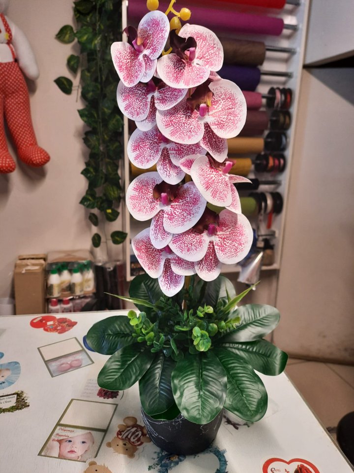 Seramik Saksı da yapay orkide | Kütahya Nergiz Çiçekçilik