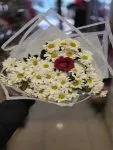 Çiçekçi - Tek Gül Beyaz Papatya Buketi